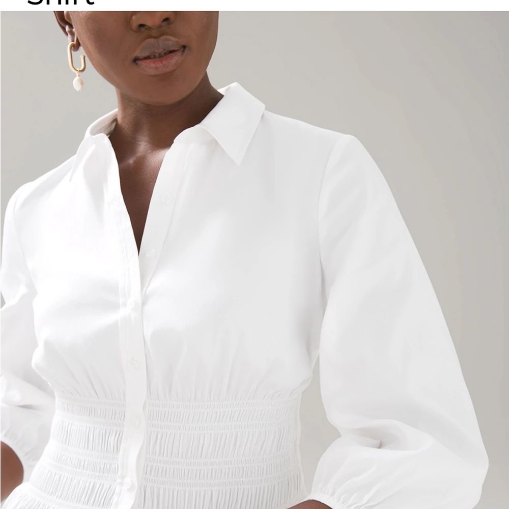 Smocked White Poplin Blouse from WHBM